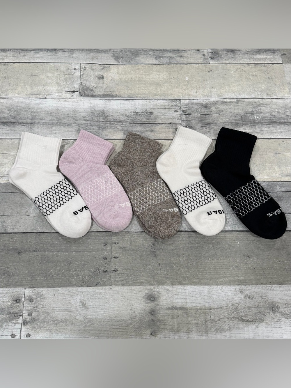 BOMBAS 5-Pack Quarter Crew Socks - Assorted Colors - Size - Medium